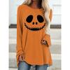 Ladies' Smiling Face Pattern Printed Round Neck Long Sleeved T-shirt Fashionable Casual Top Pullover Clothing