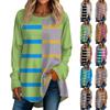 Женская негабаритная полосатая рубашка с длинными рукавами и круглым вырезом, полосатая футболка, верхний пуловер