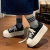Thick-soled Heightening Women's New Spring and Autumn Small Versatile Bread Shoes High-top Big-headed Board Shoes