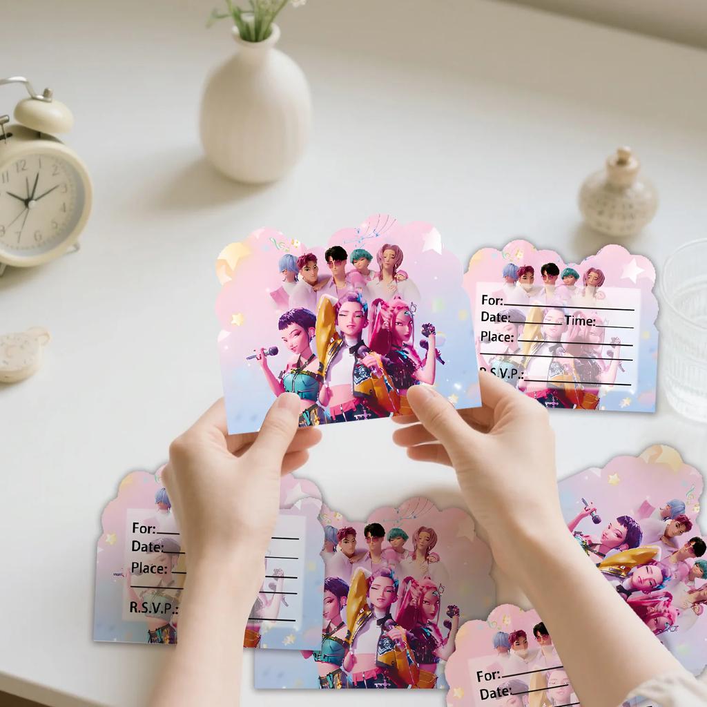 Demo Hunters Birthday Party Decoration Huntrix Kpop Background Flag Banner Decor DIY Party Tableware Set