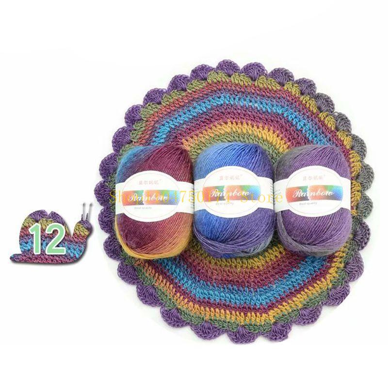 Мягкая камвольная пряжа Радужный градиент DIY для вязания детского шарфа-шали Свитер Топ продаж