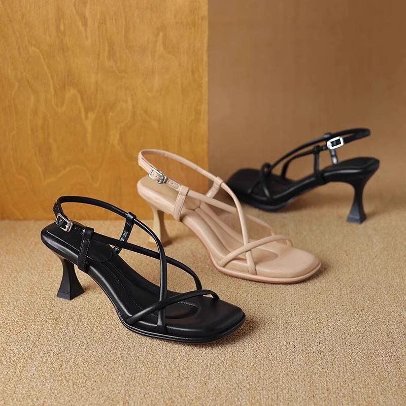 Модные женские квадратные босоножки на высоком каблуке Модные летние сексуальные открытый носок Элегантные для вечеринки офиса Тонкие туфли на высоком каблуке Sandalias De Mujer