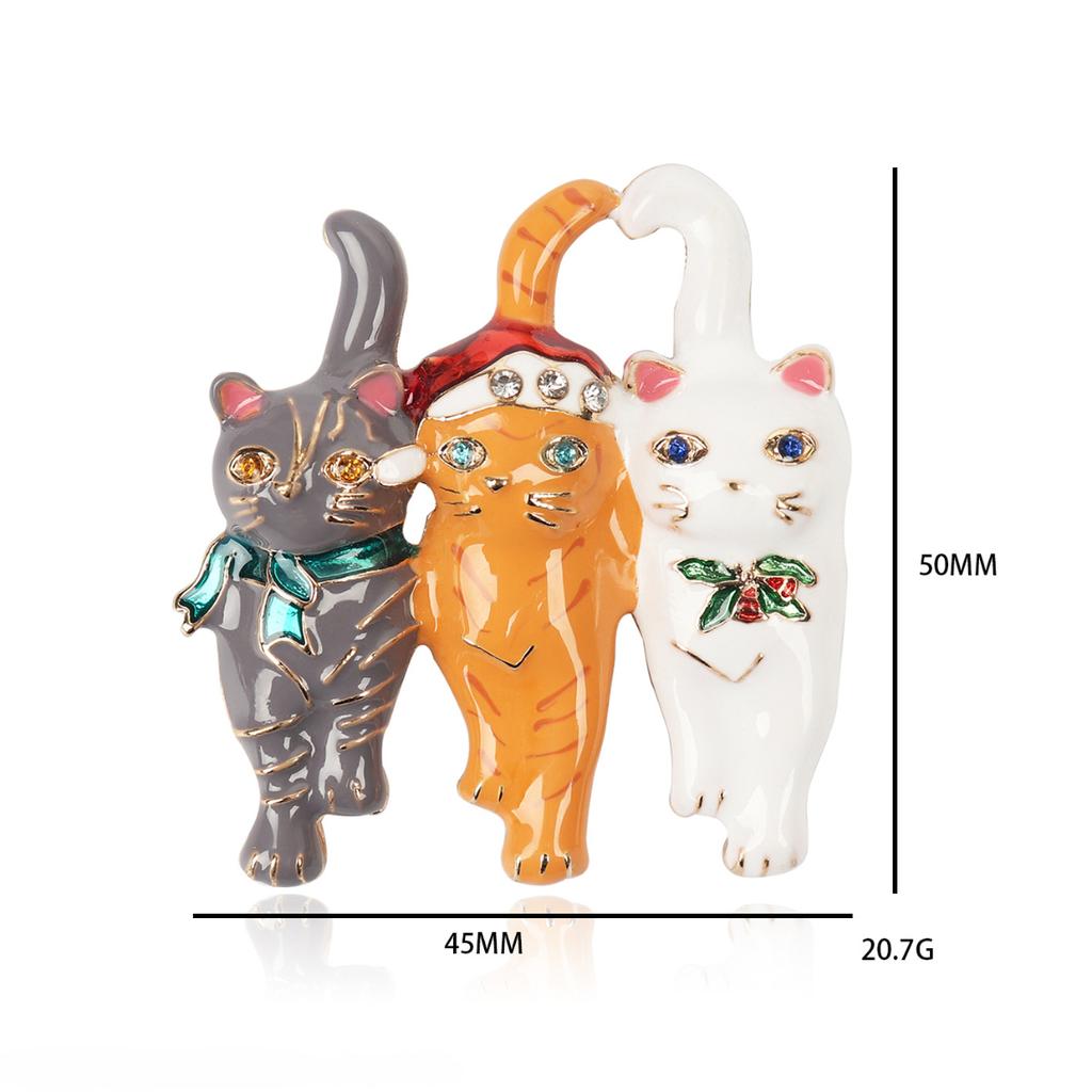 Blucome Новые три рождественские броши в виде кошки, симпатичные яркие булавки в виде животных, модные женские и мужские украшения для вечеринок, подарок детям