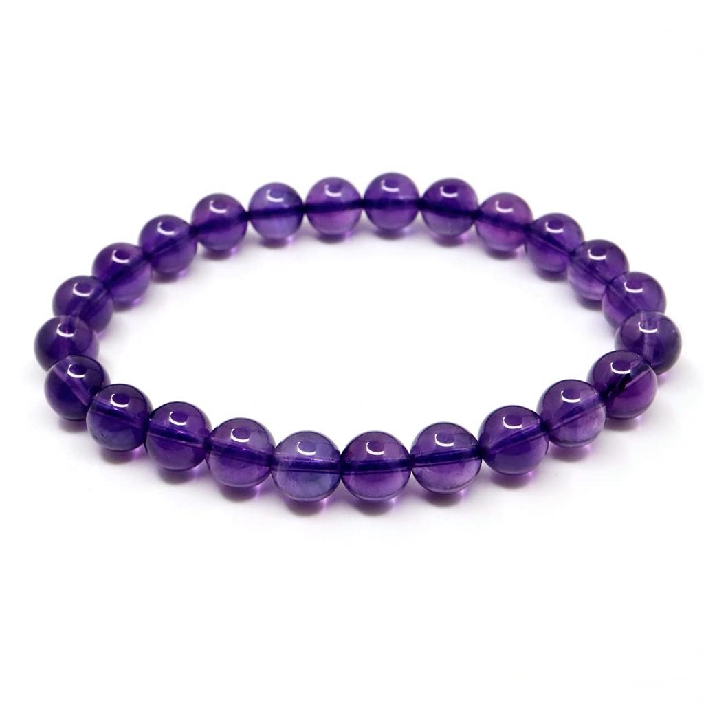 [GOLD STONE] Natural Stone Bracelet with Power Stone Amethyst, February Birthstone, 7mm, Deep Purple Amethyst from Uruguay