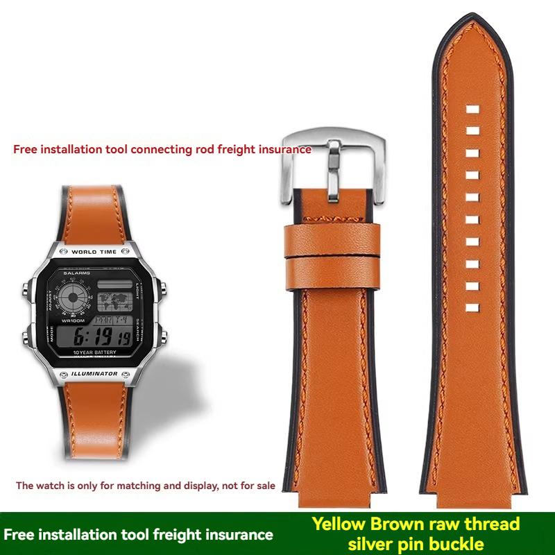 Для Casio маленькие квадратные AE1200/1300/1500 SGW-300/400 W-218 мужские оригинальные ремешки для часов из натуральной кожи аксессуары