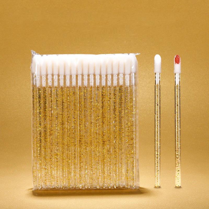 50PCS Disposable Lip Brush Portable Makeup Applicator For Lip Gloss Balm Mask Concealer Eyeshadow With Flocked Tip Hygienic Cosmetic Tool