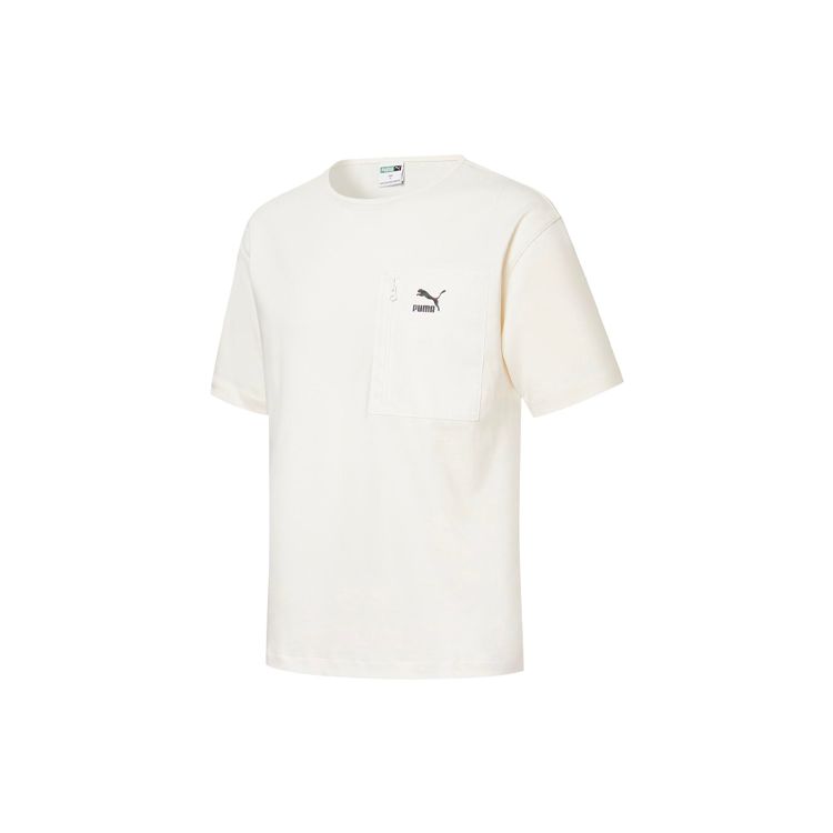 Puma Florid Summer Casual Sports Zip Pocket Short Sleeve T-Shirt Unisex Tops Off-White 534002-92