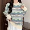 Navava EThnic PaTTern PoinT Round Neck Long Sleeve KniT T Nk3327