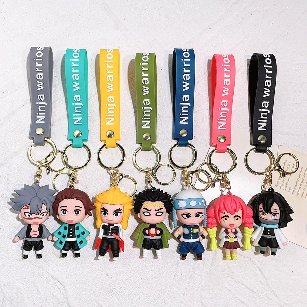 Adorable Demon Slayer Keychain Couples Gift Plastic Key Ring For Bags And Cars