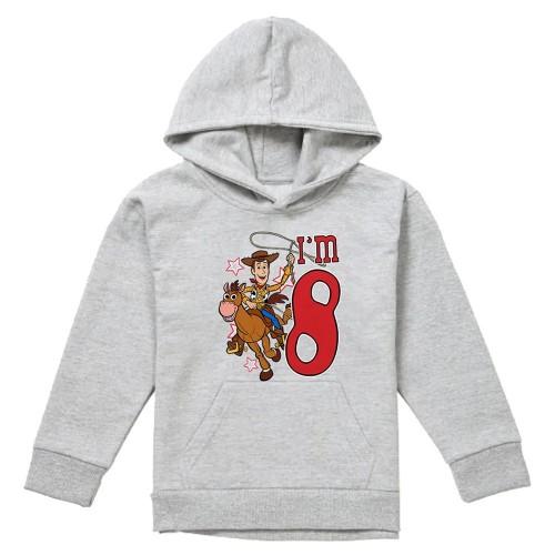 Toy Story Childrens/Kids I'm 8 Woody Heather Birthday Pullover Hoodie