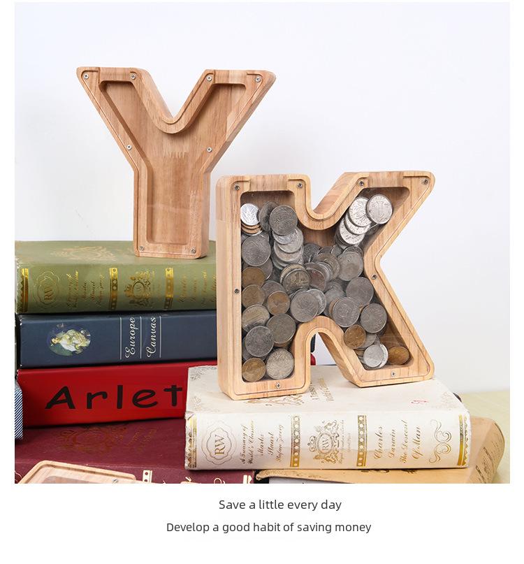 Деревянная и акриловая копилка для детей с алфавитом - прозрачный дизайн животных