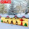 Happy New Year Gnome Fence Banner, Winter Snow Scene Red Gold Letters, Polyester Outdoor Indoor Party Decoration