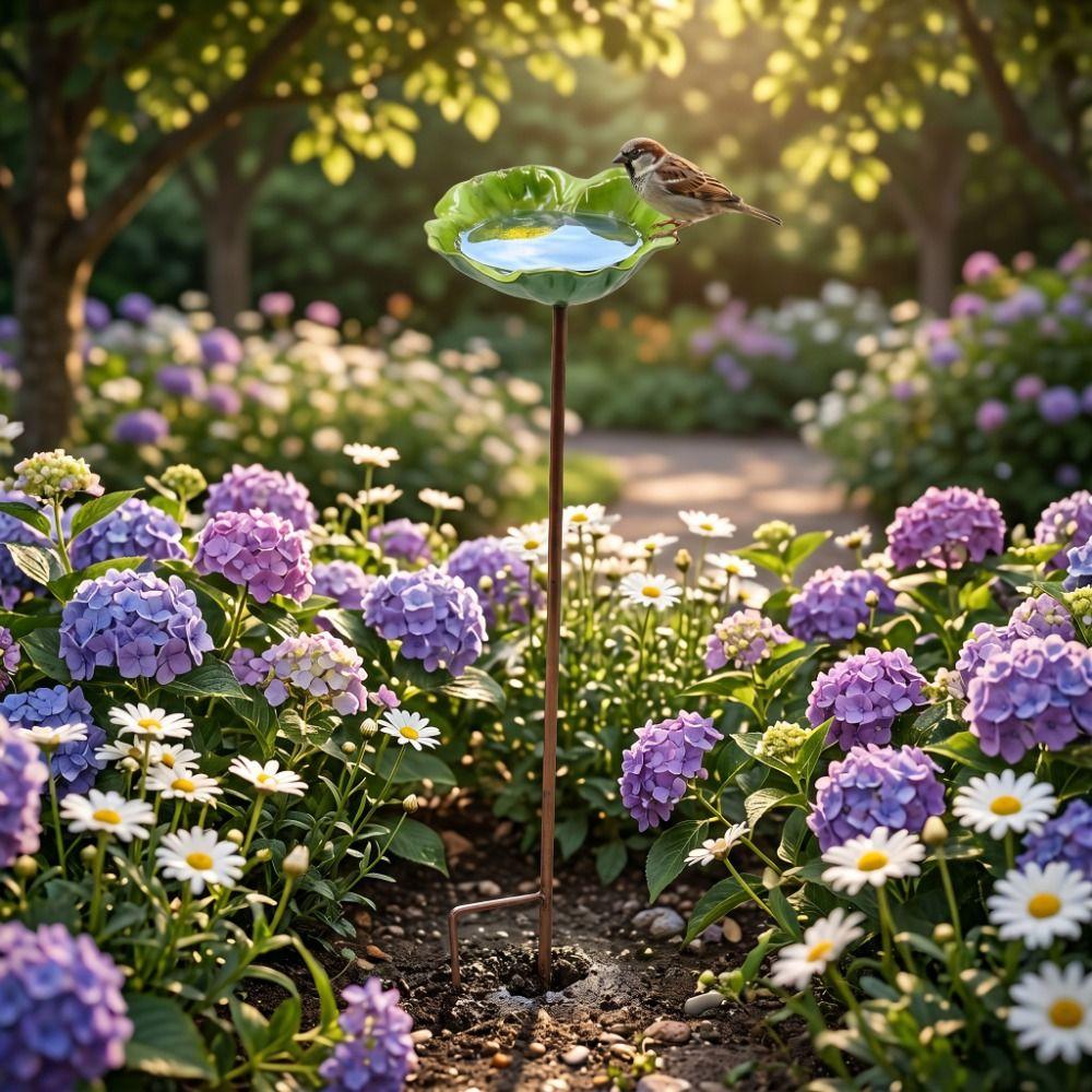 Metal Bee Butterfly Watering Station Ground Insert Bird Water Dispenser Patio