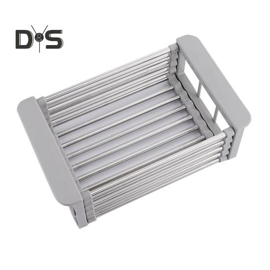 Сливная полка из нержавеющей стали, выдвижная конструкция, большая емкость, устойчивая к ржавчине, устойчивая к коррозии, органайзер для полой сливной полки для кухонной раковины