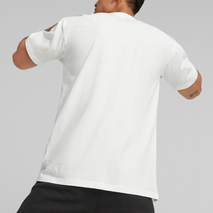 Puma X SpongeBob SquarePants Cartoon Print Crew Neck Short Sleeved T-Shirt Unisex Tops White 620691-02