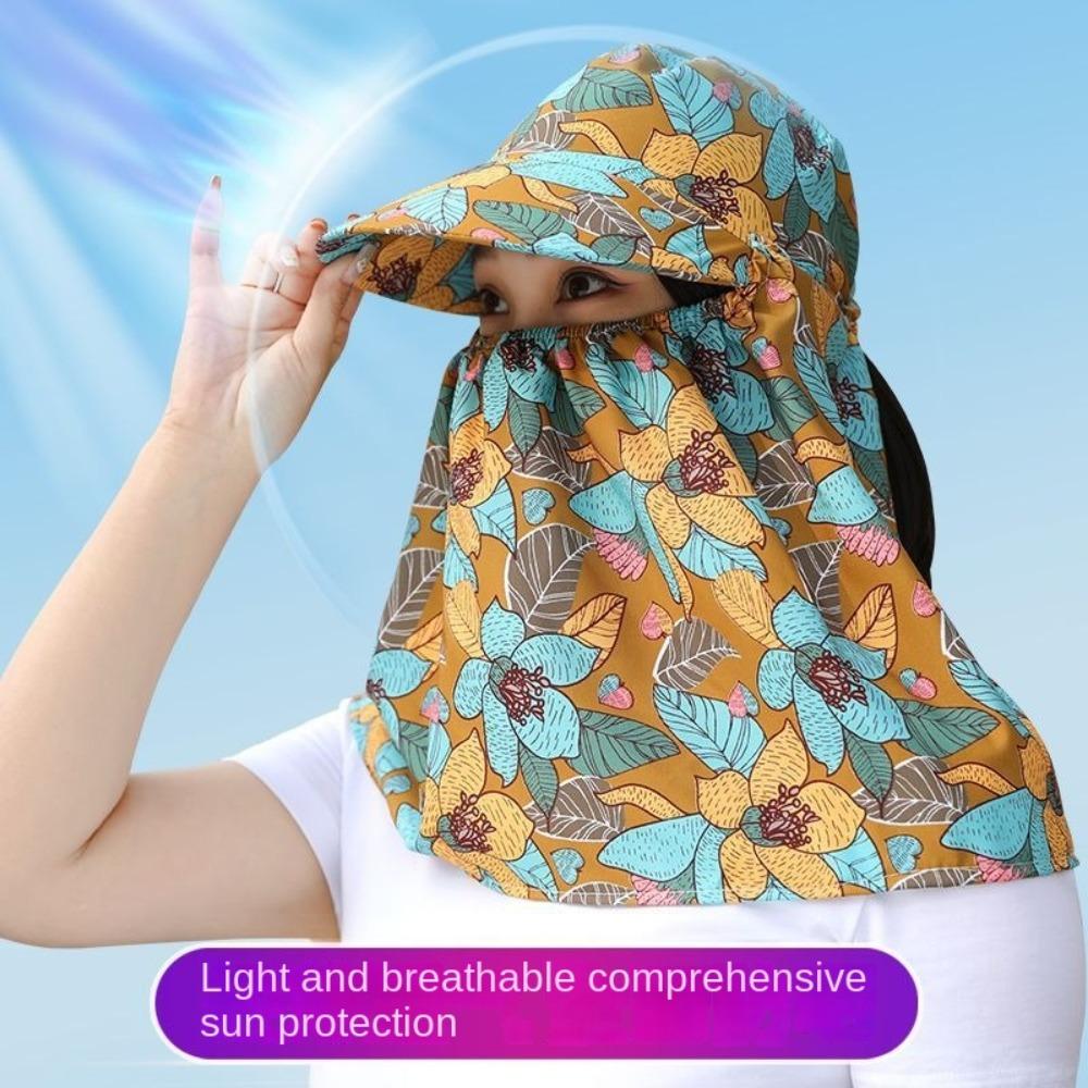 Wide Brim Tea Picking Cap Anti-UV Sunscreen Hat Fashion Women's Ponytail Hat Outdoor