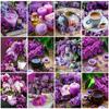 5D DIY Diamond Painting Purple Flowers Scene Diamond Embroidery Cross Stitch Kit Full Rhinestone Mosaic Home Decor