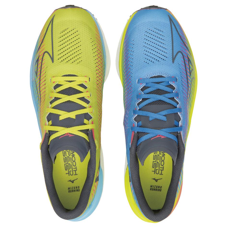 Mizuno Wave Rebellion Pro желтые синие градиентные мужские кроссовки черные J1GC231751