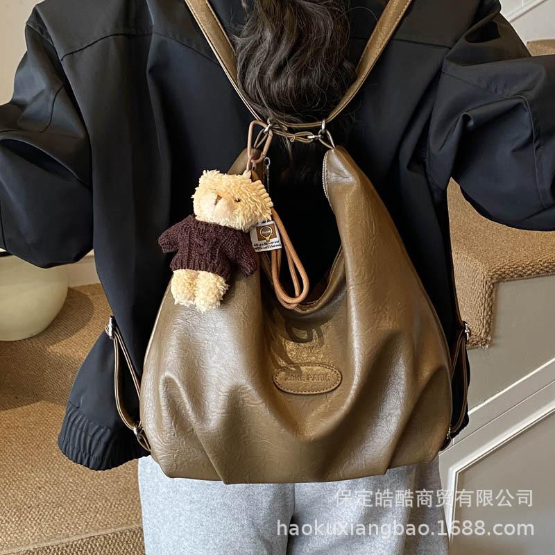 Винтажная сумка-тоут для通勤, женская, большой вместимости, новая коллекция осень-зима 2025, повседневная на плечо, сумка-мессенджер, многофункциональный рюкзак