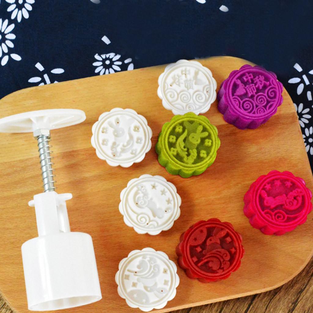 Mooncake  Flower Mid-autumn Festival Hand Press Moon Cake Cutter S Set