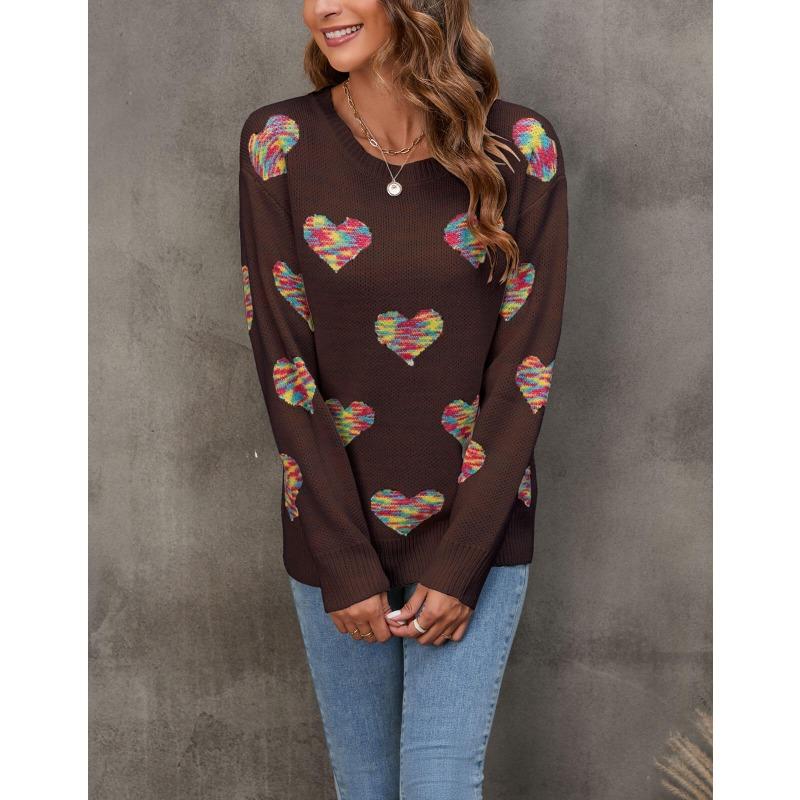 Женский свободный свитер осень/зима, вязаный жаккардовый свитер Love