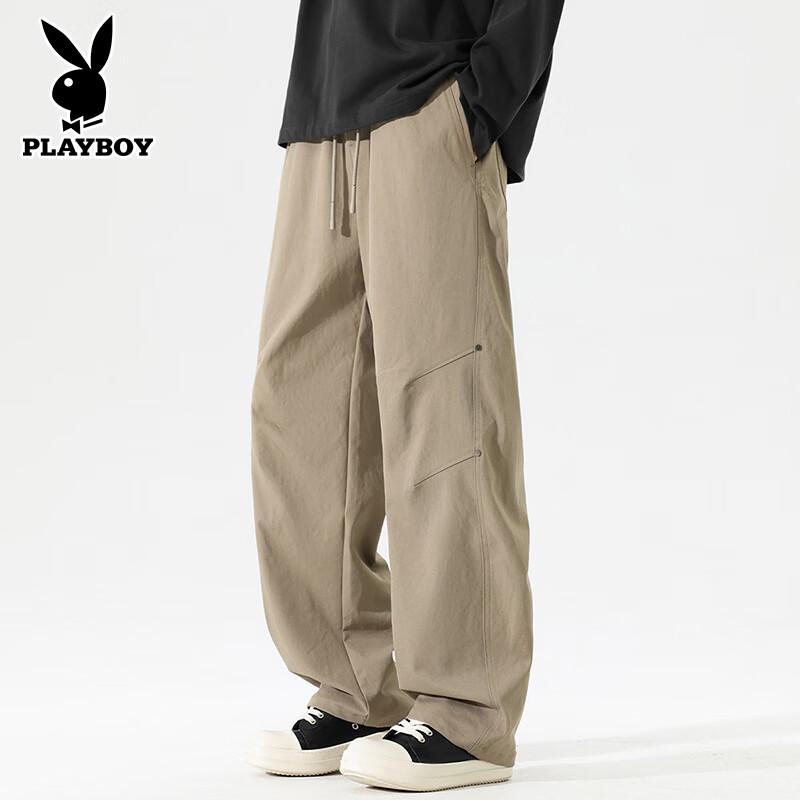 PLAYBOY Men's Loose Straight-Leg Wide-Leg Casual Pants