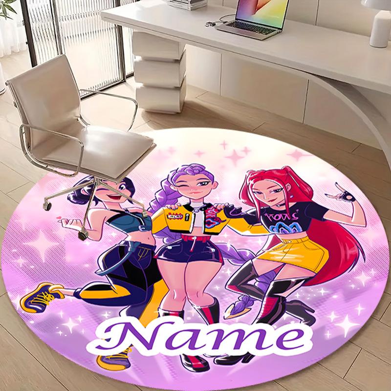 Personalized K-KPop Demon Hunters Round Chair Office Rug - Perfect for Mat, Office Chair & More - Ideal Gift for Birthdays and Holidays
