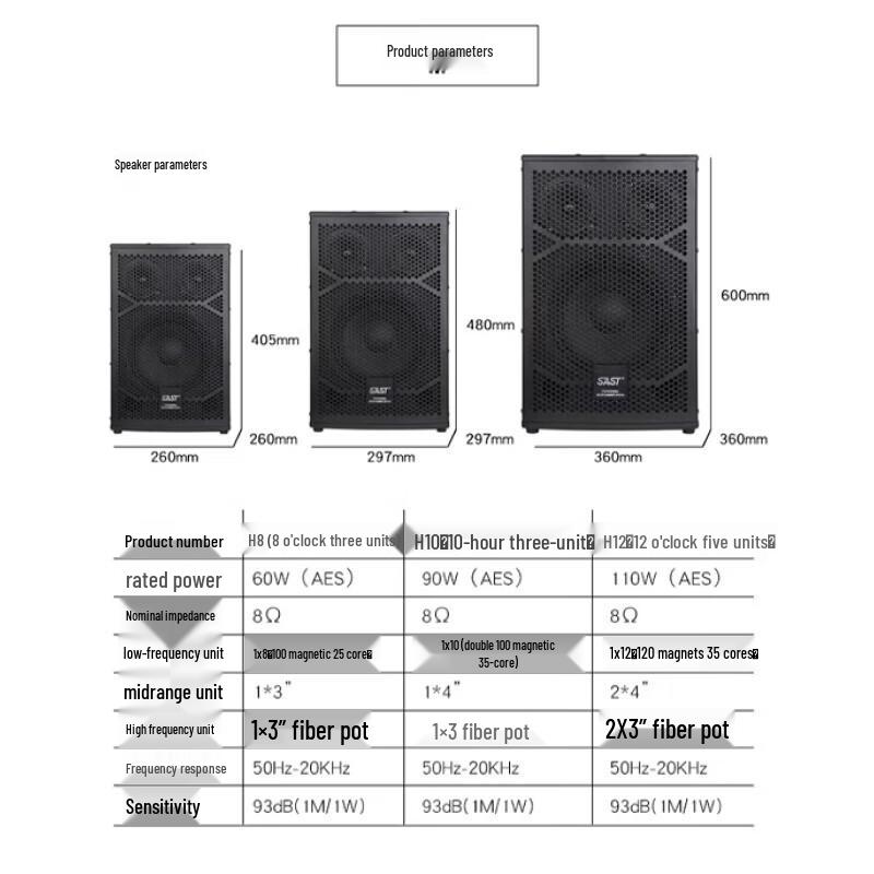 SAST H8 8-дюймовая 3-полосная пассивная акустическая система для домашнего KTV и конференций