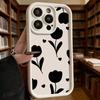 Black Tulip Flower Pattern Luxury Anti-Slip TPU Phone Case For Xiaomi Redmi Note 15 14 13 12 11 10 9 Pro Full Protective Cover