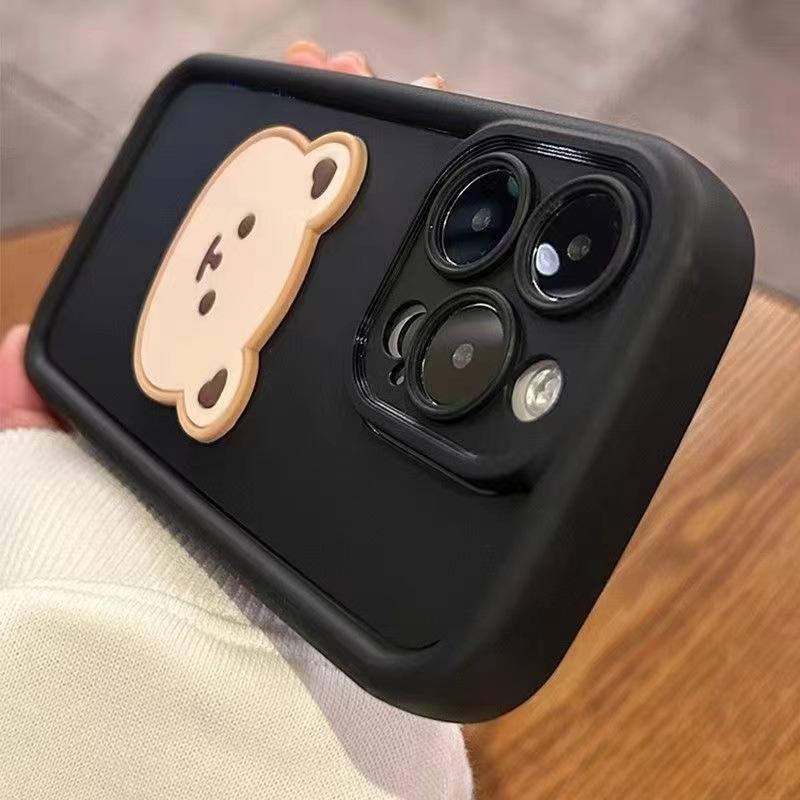 Применимо к чехлу для мобильного телефона iPhone17/16e 15 трехмерный медведь 14 Apple 15pro противоударный 11 защитный чехол 8 мягкий чехол