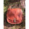 Medium Sized Brown Leather Saddle Bag, Vintage-look Leather Saddle, Retro Style Saddle Bag, Plain Front Saddle Bag, Traditional Saddle Bag