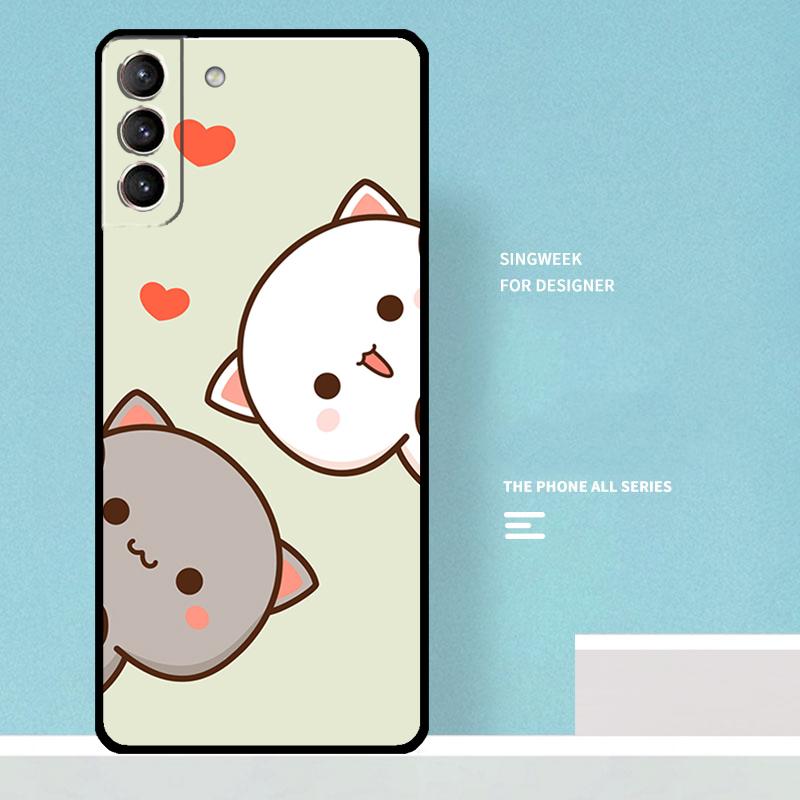 Чехол-моти Персиковый Кот для Samsung Galaxy S23 S24 Ultra S22 S21 Plus Note 10 Note 20 S9 S10 S20 S21 FE