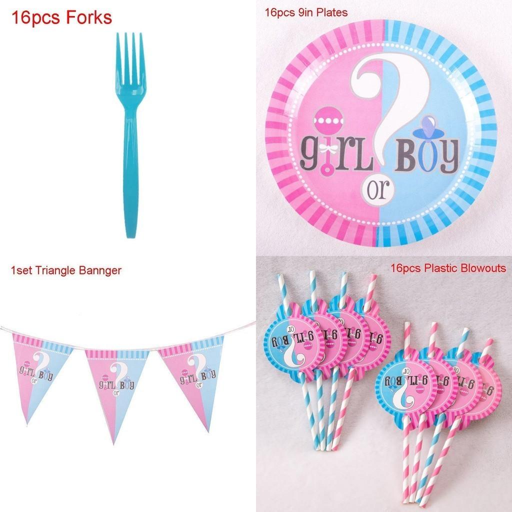 Яркое украшение для вечеринки по определению пола ребенка Мальчик или девочка Коллекция одноразовой посуды