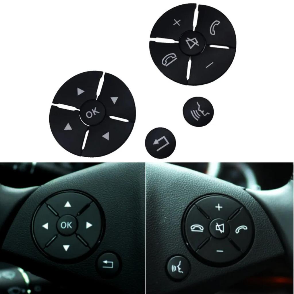 Автозапчасти для Mercedes Benz C E S GLK Class W204 W212 W221 X204 Накладка на кнопку рулевого колеса Автонаклейка Аксессуары для интерьера