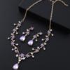 Shiny Water Drop Bridal Jewelry Sets Rhinestone Choker Necklace Earring Set  Anniversary Party