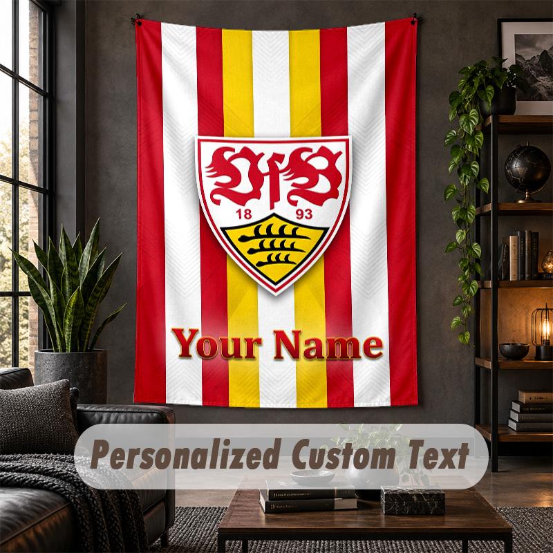 Personalized Wall Tapestry,VfB Stuttgart FC Custom Text, Soft Fabric Wall Art For Indoor Decoration