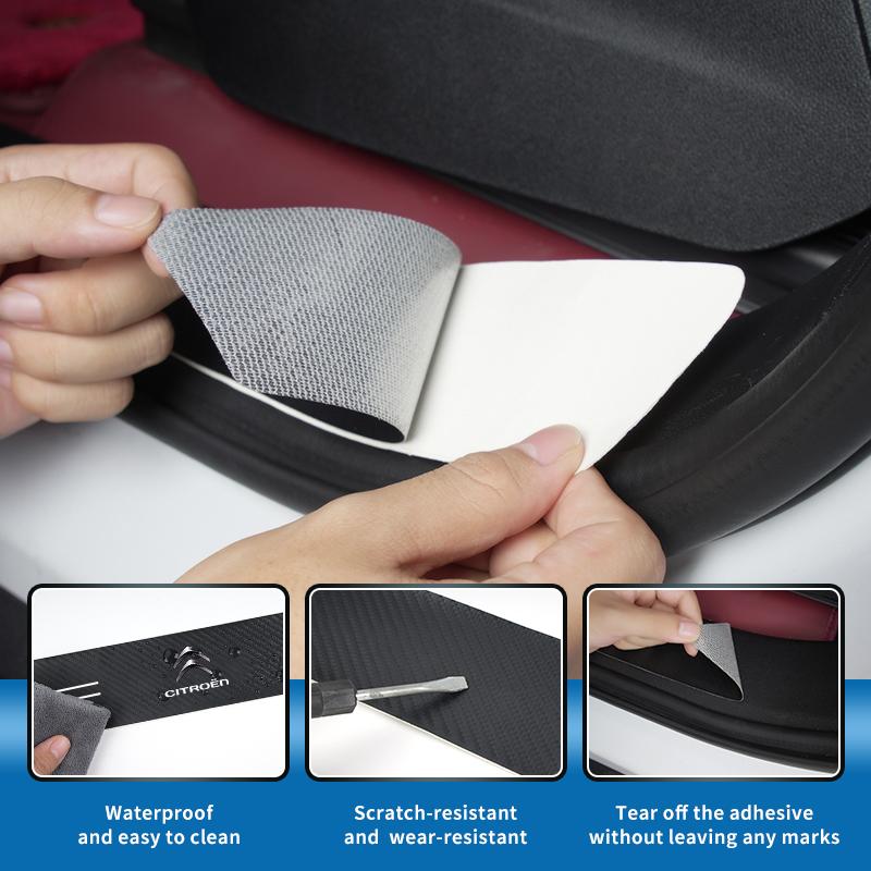 AQP4 4PCS Car Door Sill Protective Sticker Carbon Fiber Door Sill Accessory For Citroen C3 C4 C5 C1 C2 Berlingo Celysee Xsara Picasso