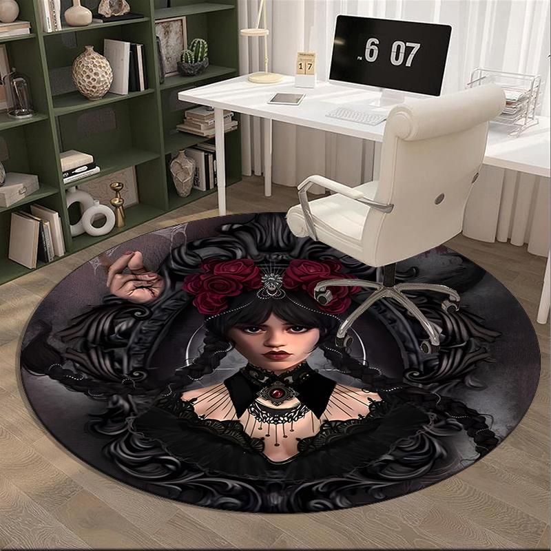 Gothic Beauty Portrait round carpet Chair cushion Round Entryway Rug, Soft Round Rugs for Living Room, Bedroom, Circle Carpet decor gifts