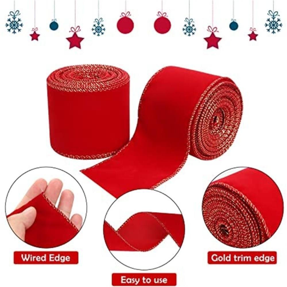 6cm Wide Christmas Tree Ribbon Velvet Bow Decorative Ribbon Gift Ribbon Christmas Decorations