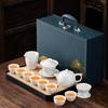 Ink Suet Jade Kung Fu White Porcelain Set High-end Tea Set Household High-end Teapot