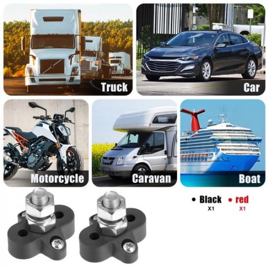 4pcs Bus Bar Junction Block M10 Single Stud Dual Power ulated Terminal Stud