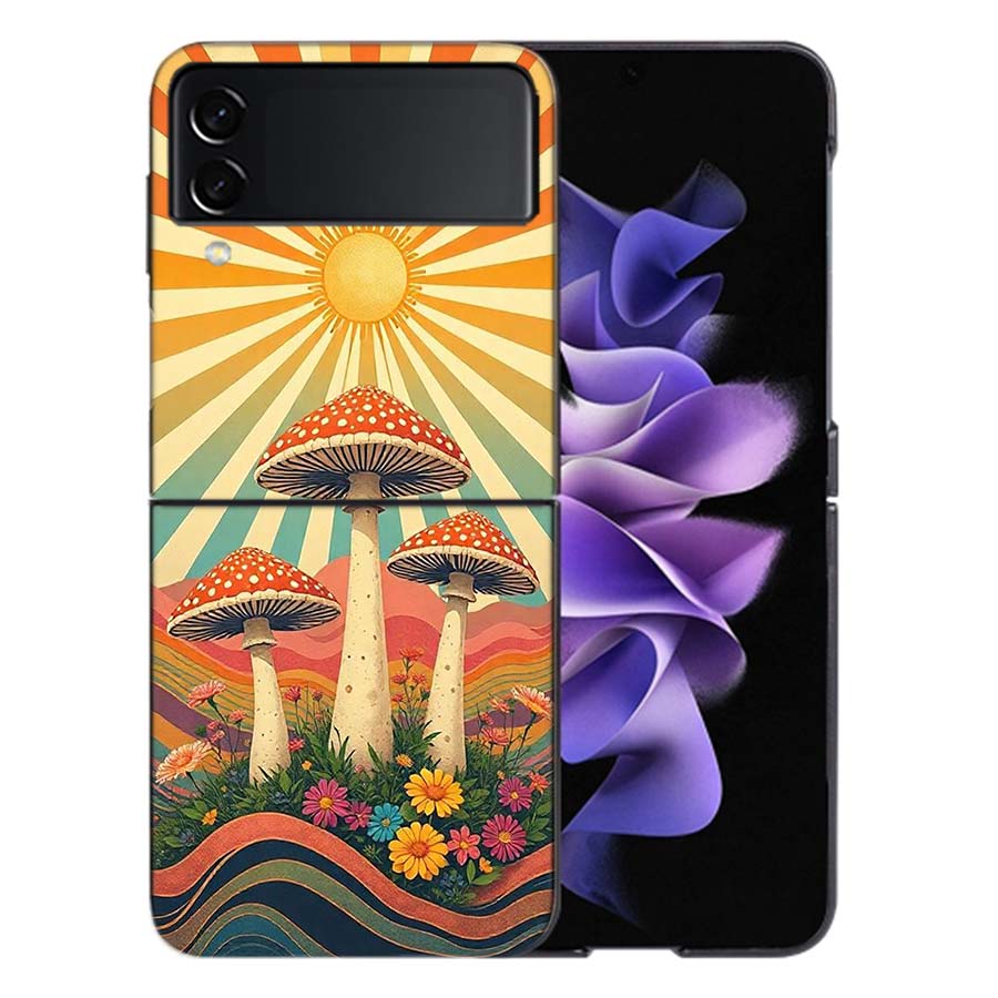 Чехол в стиле Бохо Хиппи с грибами и восходом солнца для Samsung Z Flip 6 7 5G Galaxy Z Flip 5 4 3 5G, противоударный жесткий чехол из ТПУ