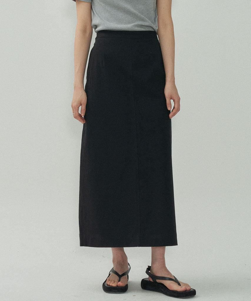Mot Relaxed Cotton Slit Skirt - Black