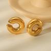 INS Модные Геометрические Минималистичные Серьги-Клипсы C-образной формы из Нержавеющей Стали с Покрытием из 18-каратного Золота, Не Тускнеющий Титан.