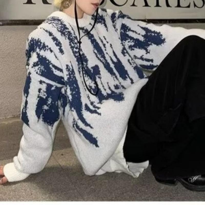 Корейский ленивый стиль тай-дай свитер для мужчин на осень и зиму новый модный брендовый дизайн свободные повседневные топы для мужчин