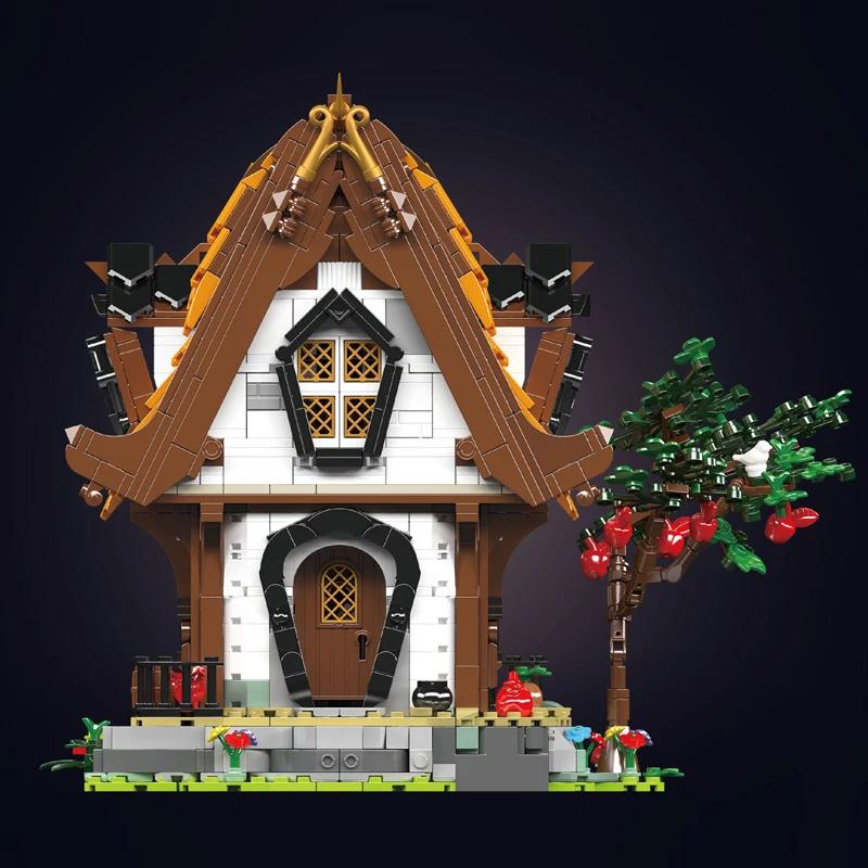 MOULD KING 16054 Streetview Building Block Модель средневекового деревянного дома со светодиодной деталью в сборе Кирпичные игрушки Детский рождественский подарок