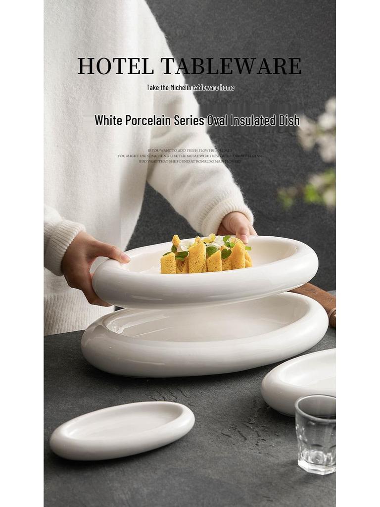 Художественная двухслойная изолированная керамическая сервировочная тарелка для элитной посуды и использования в отелях.