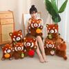Raccoon Lesser Panda with Fruits Plush Toys Cute Stuffed Animals Soft Lifelike Station Doll Pillow for Baby Kid Toys Gift