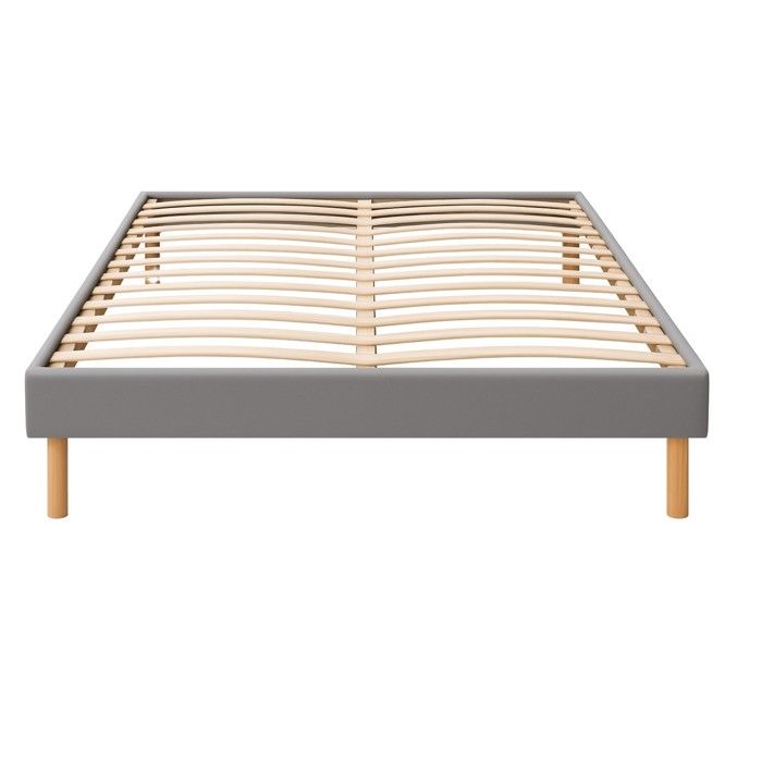 Adrien - Solide et Confortable Sommier Tapissier gris Pieds en 20 cm pour matelas en 120x200 - 2 x 13 Lattes - M