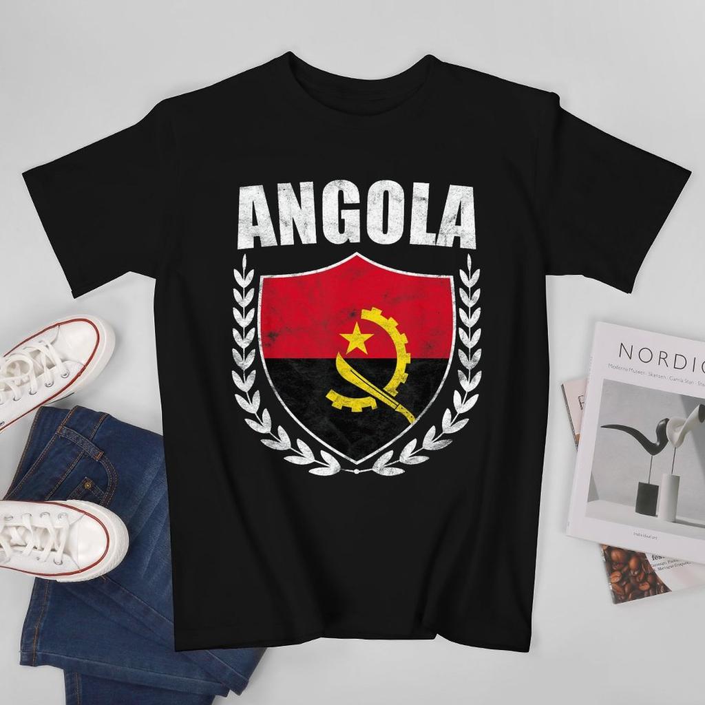 More Design Unisex Tshirt Angola Flag Angolan Tees Tshirt Oneck T Shirts Unisex Boys Clothing 100 Cotton
